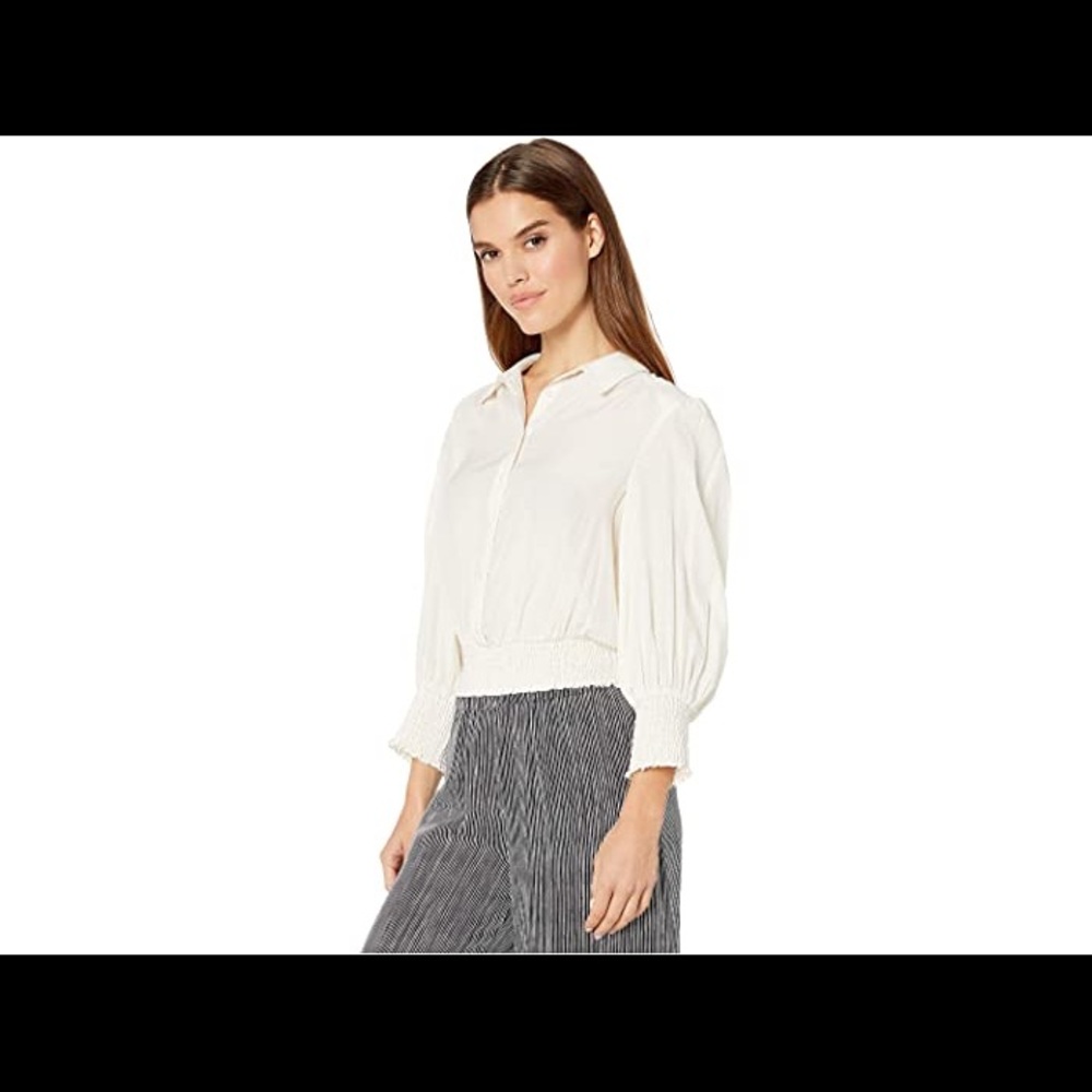 1.STATE
Smocked Waist Button-Down Jacquard